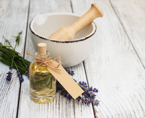 istock lavender oil with bath salt and fresh lavender 955331370