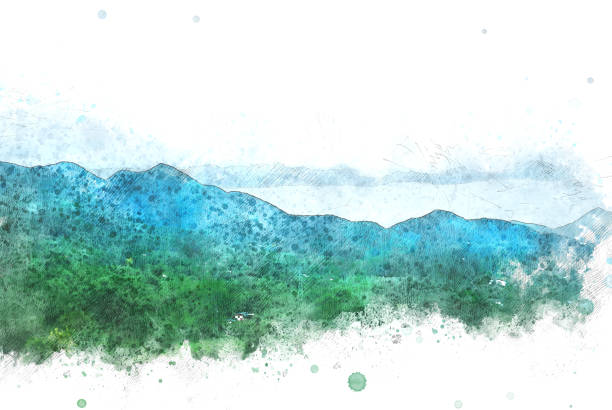 istock Abstract Mountain hill on watercolor painting background. 955331386