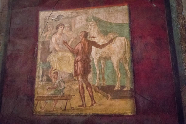 istock Old murals in Pompeii ruins 955338590