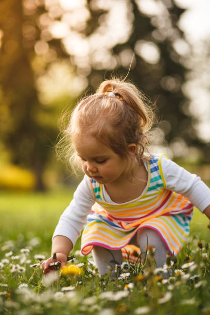 istock Girl playing on flower field 955342072