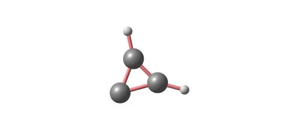 Photo of Cyclopropenylidene molecular structure isolated on white background