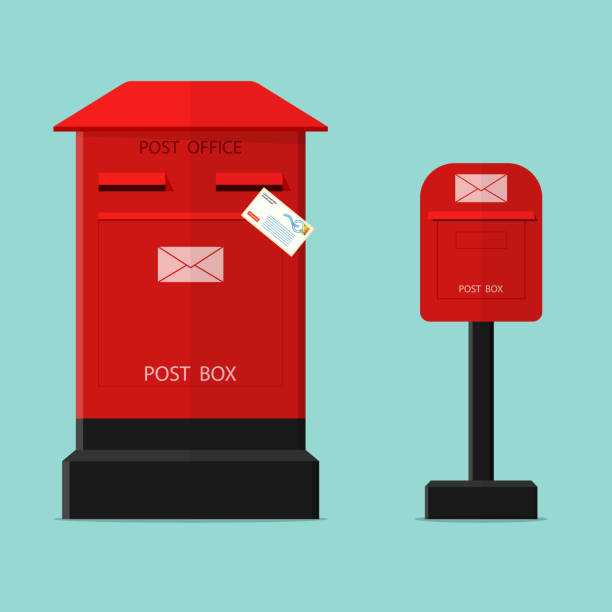 ilustrações, clipart, desenhos animados e ícones de caixa de correio vermelha plana vector - red asia send mail
