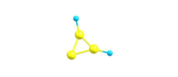 Photo of Cyclopropenylidene molecular structure isolated on white background