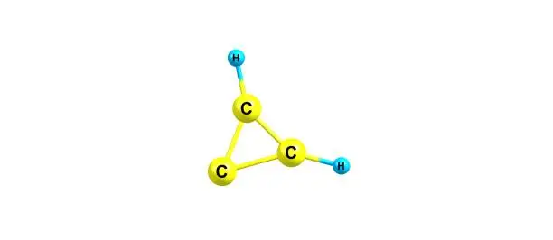 Photo of Cyclopropenylidene molecular structure isolated on white background