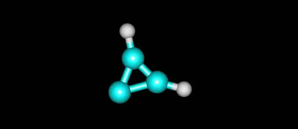 Photo of Cyclopropenylidene molecular structure isolated on black background