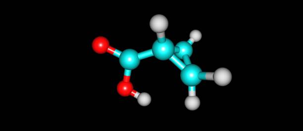 istock Cyclopropane carboxylic acid molecular structure isolated on black 955347838