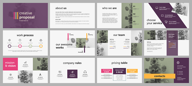 Violet infographic elements for presentations. Easy Use in creative flyer and leaflet, corporate report, marketing, advertising, presentation, banner.simple modern style