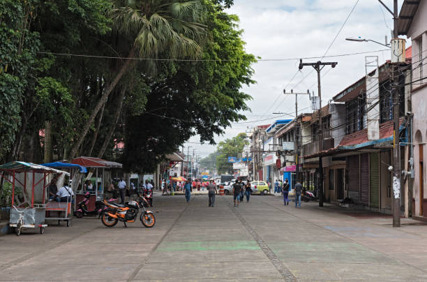pedestrian zone at the park vargas in puerto limon, costa rica puerto limon, costa rica-march 20, 2017: pedestrian zone at the park vargas puerto limon stock pictures, royalty-free photos & images