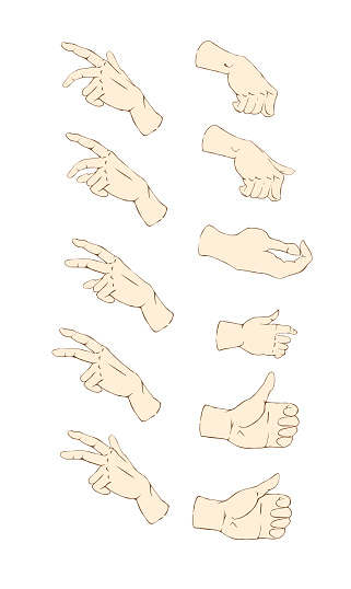Hands Set Of Vector Illustrations Stock Illustration - Download Image ...