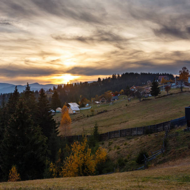 istock Sunset autumn Carpathian mountain, Ukraine. 955388234