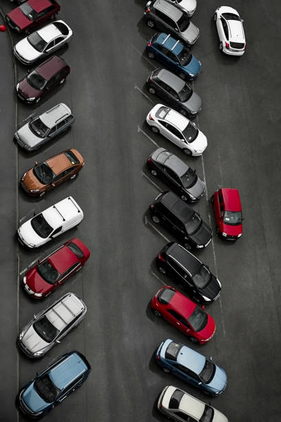 istock passenger cars in the yard, top view 955388900