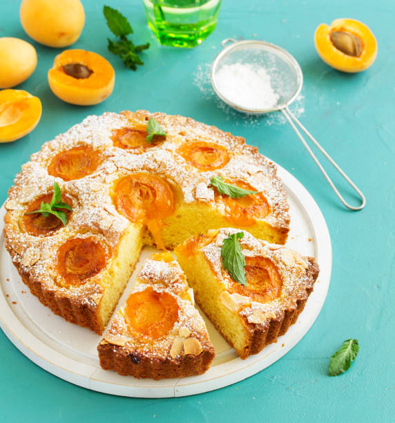 istock Biscuit cake with apricots and almonds. 955407564