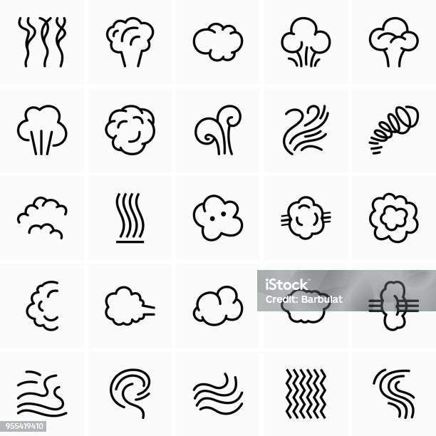 Vapeur Les Nuages Et Les Icônes De Fumée Vecteurs libres de droits et plus d'images vectorielles de Icône - Icône, Vapeur, Fumée - Structure physique