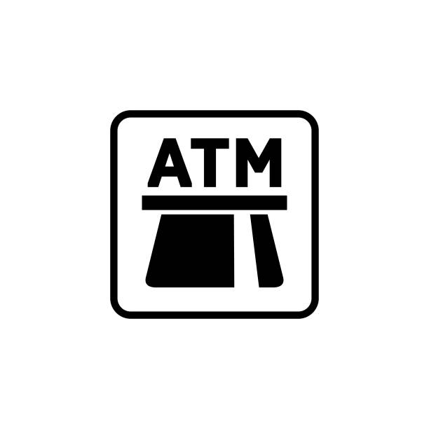 illustrations, cliparts, dessins animés et icônes de symbole de guichets automatiques (atm) - distributeur automatique