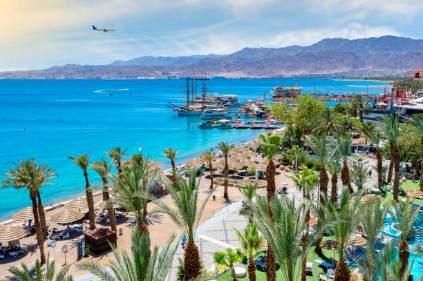 istock Central public beach, marina and promenade,Eilat, Israel 955424650