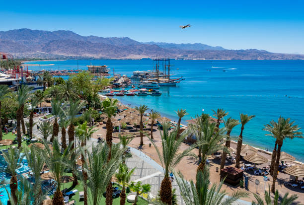 istock Central public beach, marina and promenade in Eilat, Israel 955424744