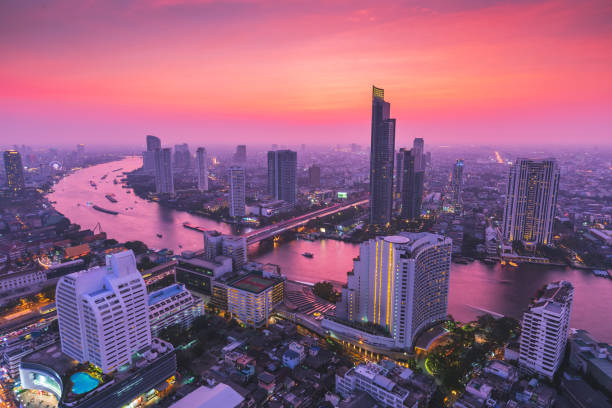 istock Bangkok skyline at sunset, Thailand 955438978