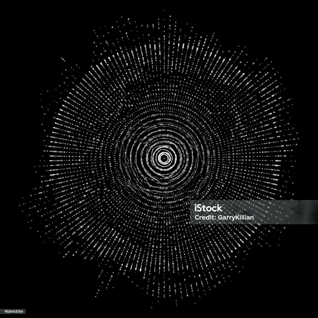 Vektor abstrakten Sphäre von Partikeln, Points-Array. Futuristische Vektor-Illustration. Technologie digital Spritzen oder Explosion von Datenpunkten. Sphärische Wellenform. Cyber-UI oder HUD-Element. - Lizenzfrei Kreis Vektorgrafik