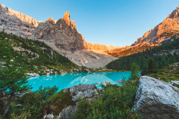 istock Sorapis lake in Dolomites, Italy 955443256