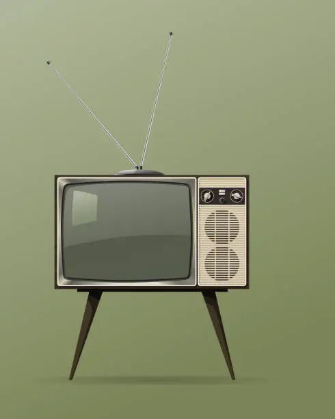 Vector illustration of Retro Old Television With Antenna