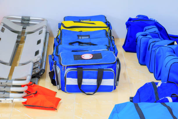 istock Bag First aid kit blue for assist patient in emergency rescue situation 955450068