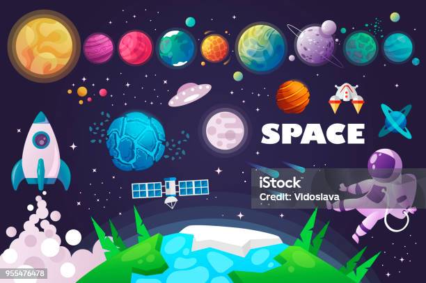 Universe Space Space Trip Design Stock Illustration - Download Image Now - Outer Space, Planet - Space, Galaxy