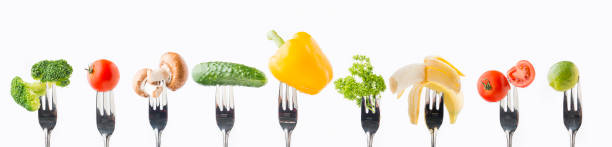 istock Vegetables and fruits on white background. 955476676