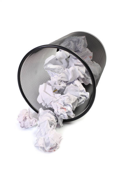 istock Wastepaper basket tumbled on white background 955491104
