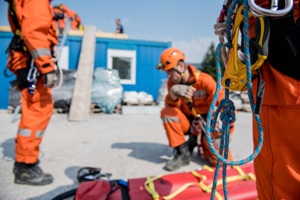 istock Firefighters in a rescue operation - accident on the roof 955494810
