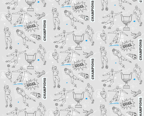 Football Skin Pattern Background Seamless Football Pattern With Soccer Player Soccer Vector Background ...