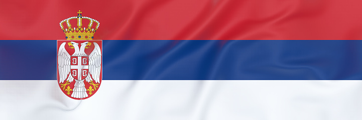 top up view Serbia flag