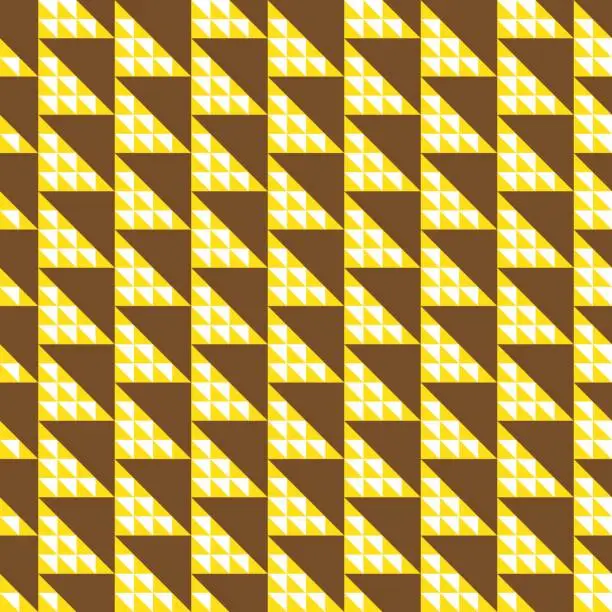 Vector illustration of Abstract background of triangles, seamless pattern. Yellow small and brown big triangles pattern