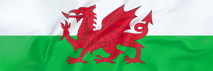 Top view of Wales flag