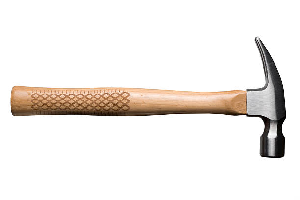 Hammer with a wooden handle on a white background stock photo