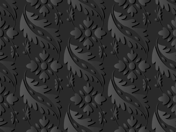 istock 3D dark paper art Curve Spiral Cross Leaf Vine Flower 955513630