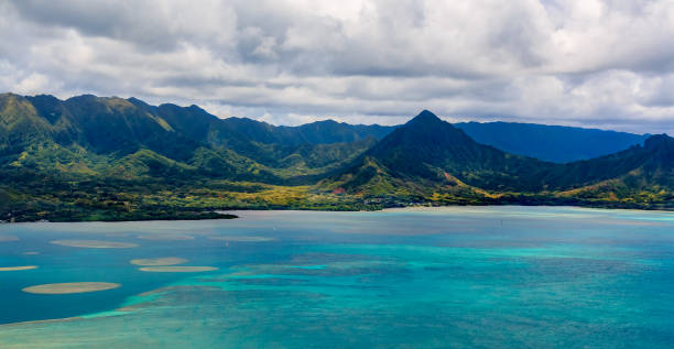 istock Aerial view Honolulu coastline in Hawaii from a helicopter 955515556