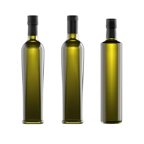 Collection of 500ml oil bottles. stock photo