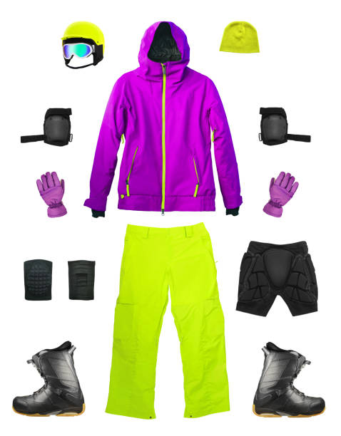 Snowboard clothes and equipment isolated