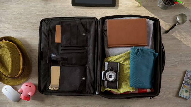 istock Camera packed in travelers suitcase before amusing summer trip, travel abroad 955555152