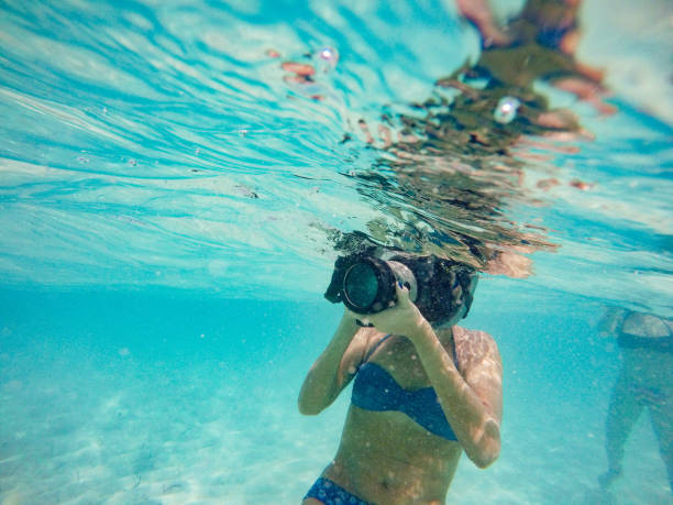 istock Adult Woman Using Camera in the Sea 955555812