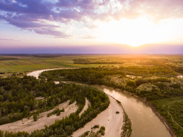 River at Sunset stock photo