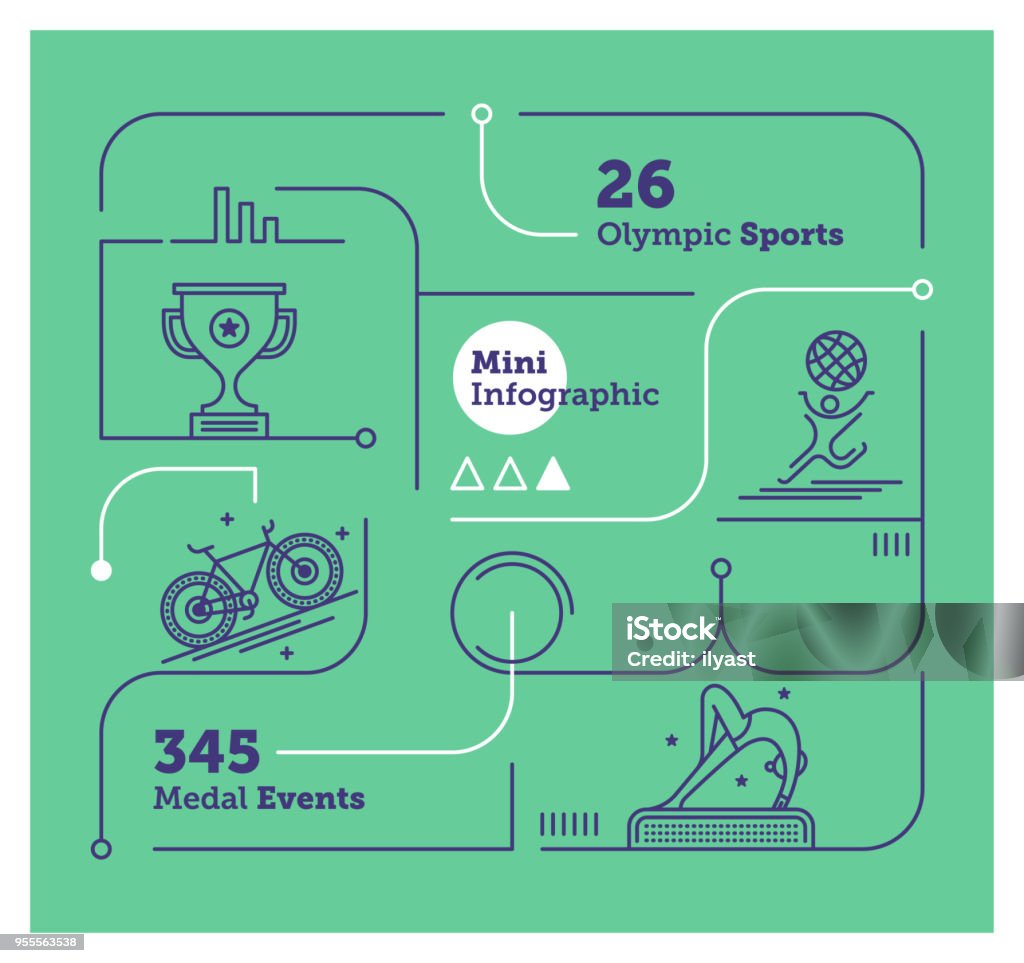 Olympics Mini Infographic Vector Infographic Line Design Elements for Olympics Sport stock vector