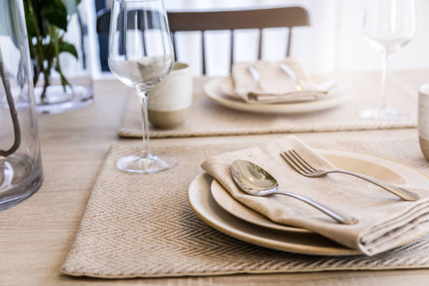 istock dining set with dish and spoon on white clean napkin 955578784