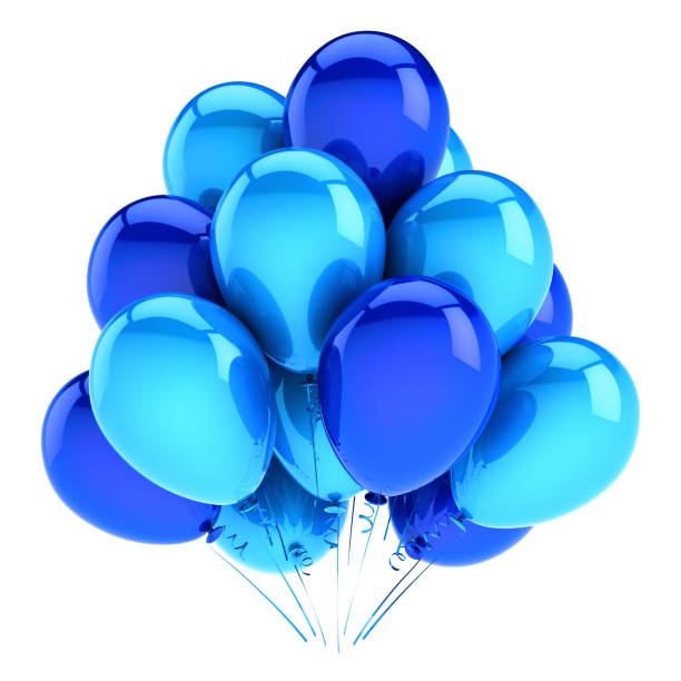 istock Party balloons blue, birthday, carnival decoration glossy 955582230