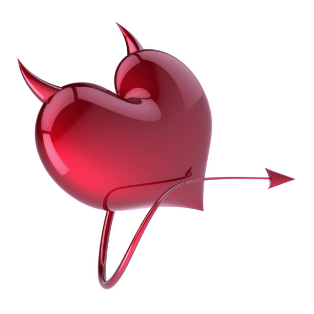 istock Devil heart shape red, fake love abstract 955582410