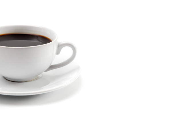 istock Cup of Strong Black Coffee in a White Cup and Saucer 955592668