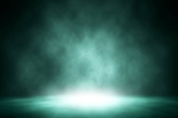 istock Blue spotlight smoke show stage entertainment background. 955599290