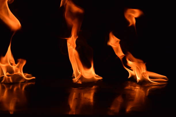 istock Beautiful fire flames on a black background. 955603988