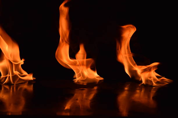 istock Beautiful fire flames on a black background. 955603990