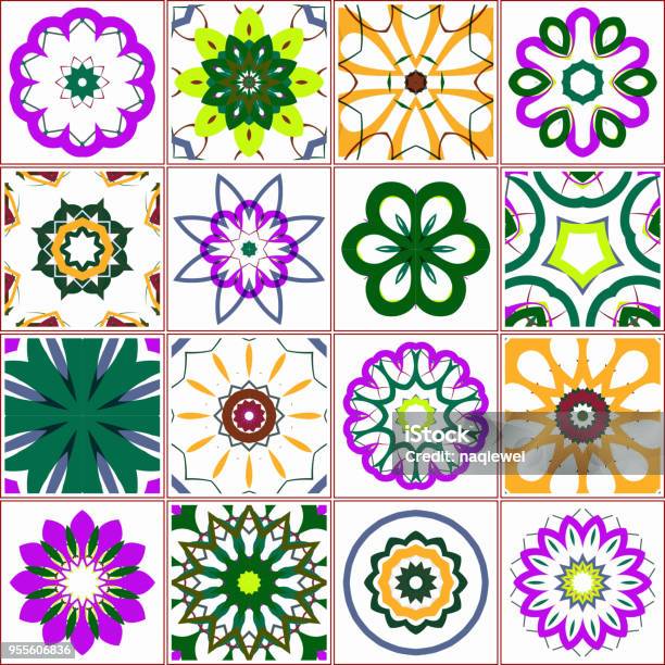 Vector Floral Tile Pattern Stock Illustration - Download Image Now - Floral Pattern, Paisley Pattern, Patchwork